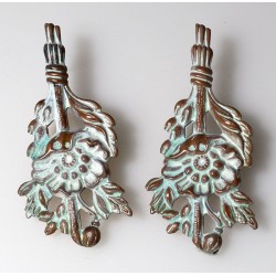 White Chocolate Patina Brass Floral Earrings