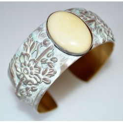 White Chocolate Patina Brass Floral Cuff
