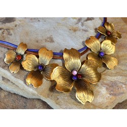 Antique Gold Dogwood Necklace