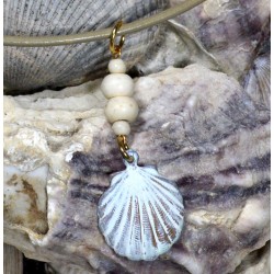 White Patina Brass Scallop...