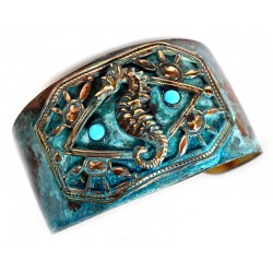 Patina Brass Seahorse Cuff...