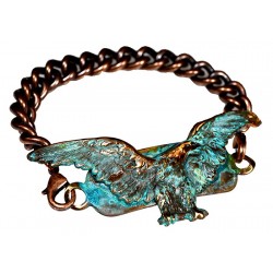 Verdigris Patina Solid Brass Eagle Interchangeable Rockband Bracelet-Copper ID Chain