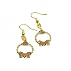 Pink Butterfly Hoop Earrings