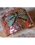 Handforged Copper and Patina Brass Dragonfly Wearable Art Jewelry