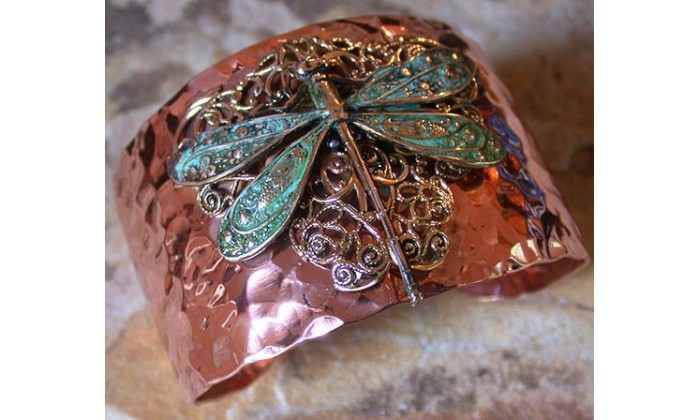 Dragonfly and Butterfly Wearable Hand Forged Copper by Elaine Coyne