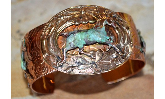 Neo-Victorian Handforged Copper and Patina Brass Jewelry in Equestrian