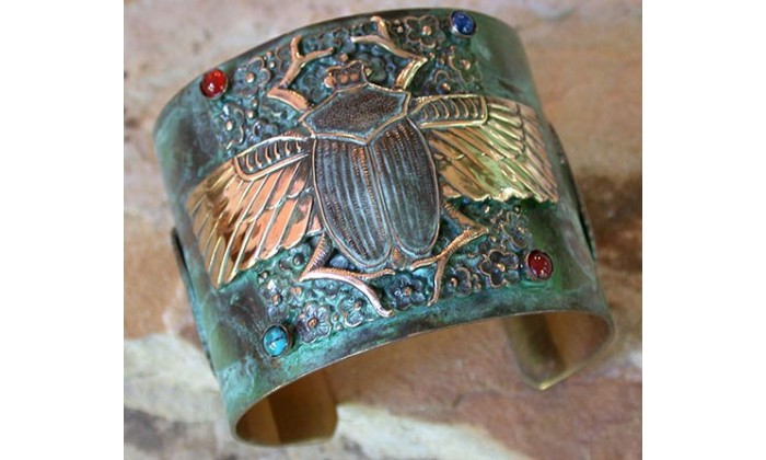 Ancient Egyptian Motif Wearable Art Cuffs designed by Elaine Coyne and