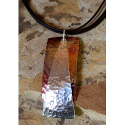 CPI 811pd Copper Iridescent Art Deco Layered Rectangle and Sterling Triangle Pendant