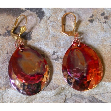 CPI 619e Copper Iridescent Double Oval Dangle Earrings