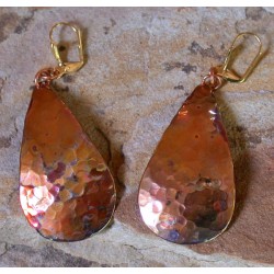 CPI 611e Copper Iridescent Large Domed Teardrop Dangle Earrings