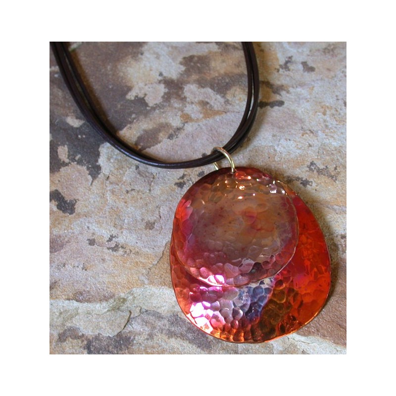 CPI 606pd Copper Iridescent Large Double Oval Pendant