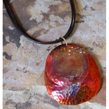 CPI 606pd Copper Iridescent Large Double Oval Pendant