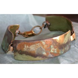 ET 568bc Etched Patina Brass Contemporary Classic Link Bracelet