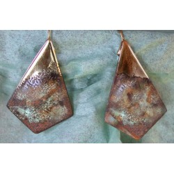 CPE 904e Etched Patina Brass Classic  Elongated Diamond Earrings