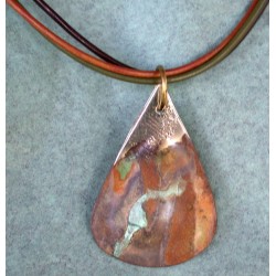 CPE 900n Etched Patina  Classic Teardrop Pendant on Rawhide