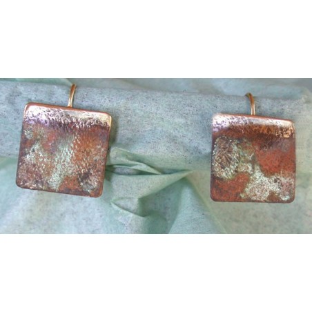 CPE 906e Etched Patina Brass Classic Small Square with Lip Earrings