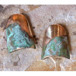 ET 892e Etched Patina Brass Tapered Barrel Earrings