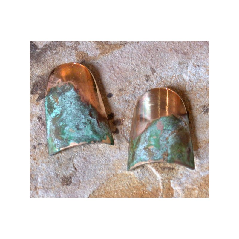 ET 892e Etched Patina Brass Tapered Barrel Earrings