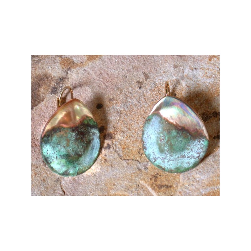 CPE 903e Etched Patina Brass Contemporary Classic Domed Oval with Forged Lip Earrings CPE 903e Etched Patina Brass Contemporary Classic Domed Oval with Forged Lip Earrings