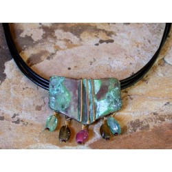 TEP84n  Terrain Series Necklace - Apatite, Green and Pink Tourmaline 