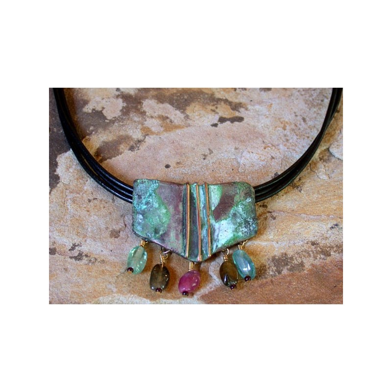 TEP84n  Terrain Series Necklace - Apatite, Green and Pink Tourmaline 