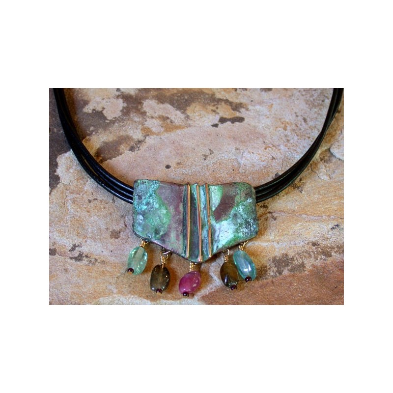 TEP84n Terrain Series Necklace - Apatite, Green and Pink Tourmaline TEP84n Terrain Series Necklace - Apatite, Green and Pink Tourmaline