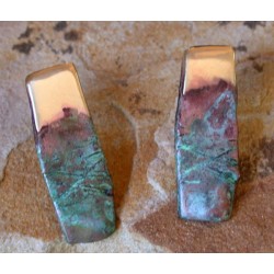 FAP1000e Verdigris Patina Lost Wax Cast Brass Terrain Earrings