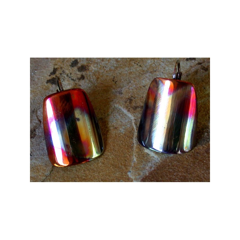 CEP 2e Iridescent Copper Essence Forged Contemporary Tapered Barrel Earrings