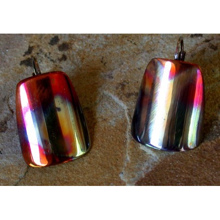 CEP 2e Iridescent Copper Essence Forged Contemporary Tapered Barrel Earrings