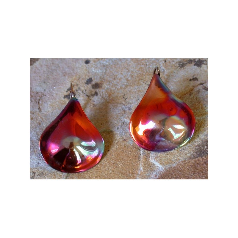 CEP 30e Iridescent Copper Essence Hand Forged Solid Copper Teardrop Earrings CEP 30e Iridescent Copper Essence Hand Forged Solid Copper Teardrop Earrings