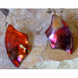 CEP 82e Hand Forged Iridescent Copper Essence Domed Fan Earrings