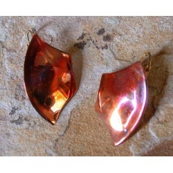 CEP82e Hand Forged Iridescent Copper Essence Domed Fan Earrings