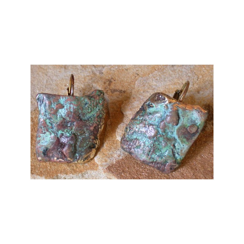 ORP399e Verdigris Patina Cast Brass Origins Series Earrings