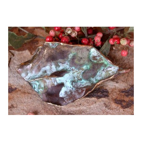 RSP15p Lost Wax Cast Solid Brass Rose Leaf Pin