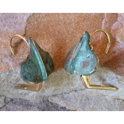 AP45e Ancestors Collection Patina Cast Brass Ginkgo Leaf Earrings﻿