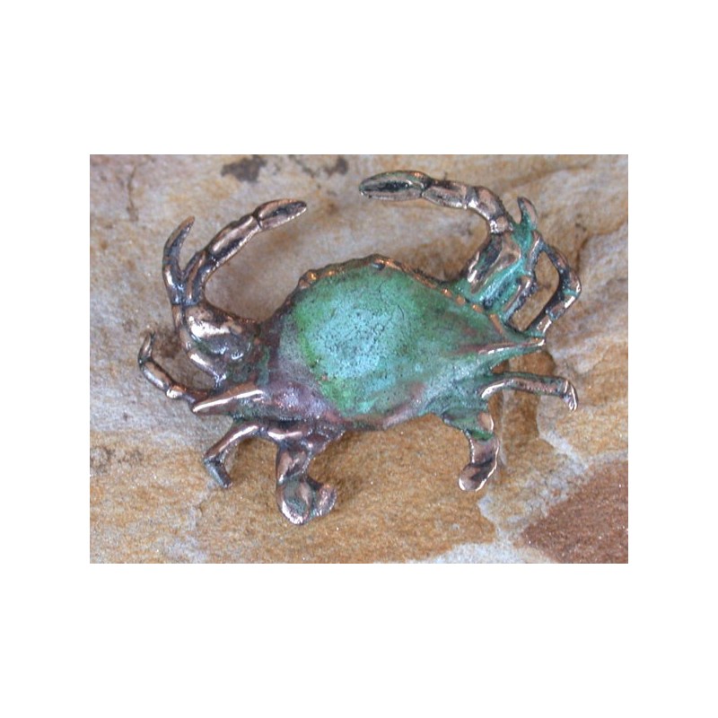 ECP8p Verdigris Patina Solid Brass Crab Pin 