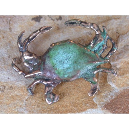 ECP8p Verdigris Patina Solid Brass Crab Pin 