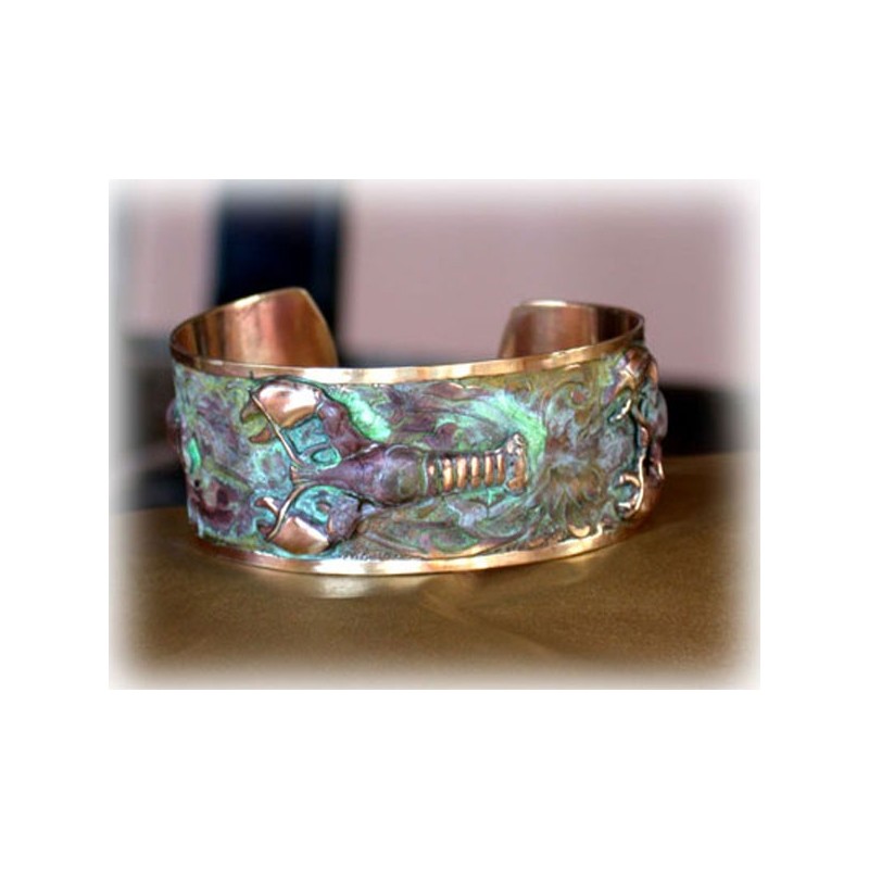 ECP6767bc Verdigris Patina Lobsters Cuff 