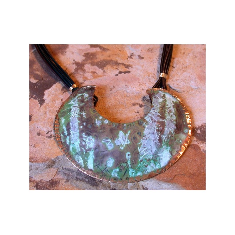 TTP 293pdSP Verdigris Splash Patina Solid Brass Textured Tealeaf Contemporary Classic Large C Pendant - 6 Strand Rawhide TTP 293pdSP Verdigris Splash Patina Solid Brass Textured Tealeaf Contemporary Classic Large C Pendant - 6 Strand Rawhide