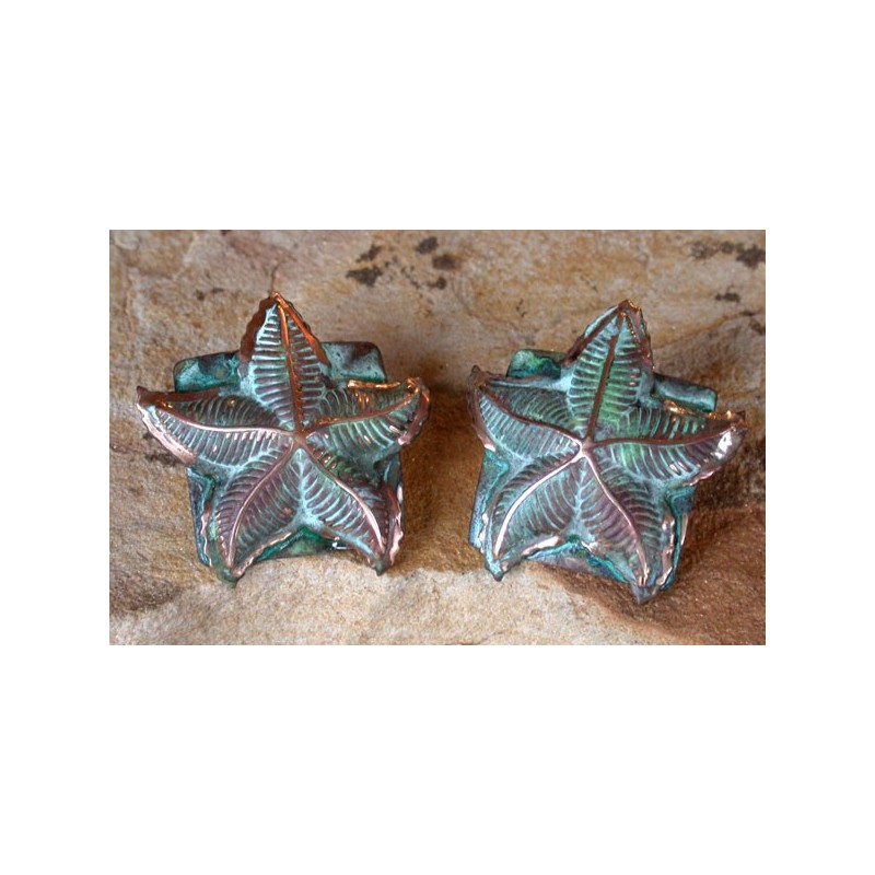OCP 51e Verdigris Patina Solid Brass Starfish Earrings