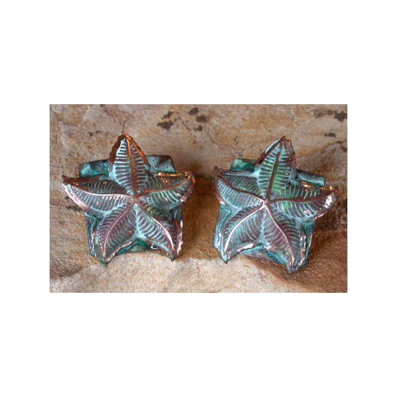 OCP 51e Verdigris Patina Solid Brass Starfish Earrings OCP 51e Verdigris Patina Solid Brass Starfish Earrings