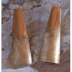 SIT 840e Silk Textured Forged Solid Brass Elongated Contemporary Tapered Barrel Earrings