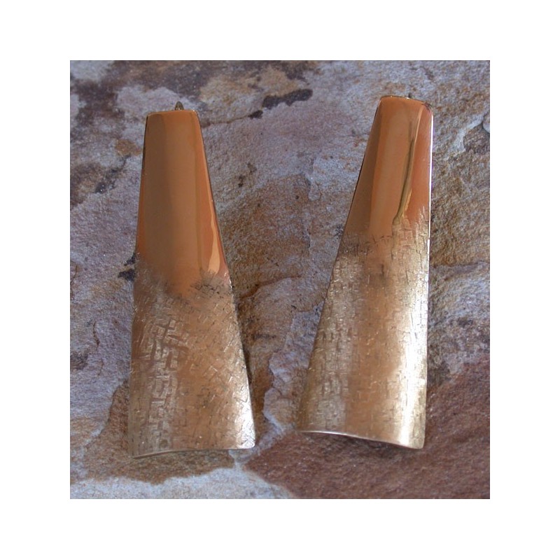 SIT 840e Silk Textured Forged Solid Brass Elongated Contemporary Tapered Barrel Earrings SIT 840e Silk Textured Forged Solid Brass Elongated Contemporary Tapered Barrel Earrings