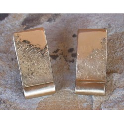 SIT 111e Silk Textured Forged Solid Brass Rectangle with Ridge Earrings