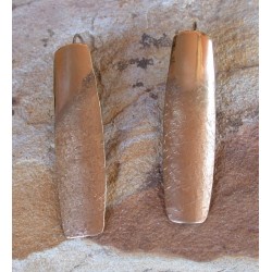 SIT 401e Silk Textured Forged Solid Brass Contemporary Elongated Curved Barrel Earrings