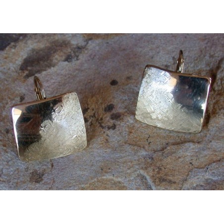 SIT 8883e Silk Textured Forged Solid Brass Contemporary Classic Domed Square Earrings